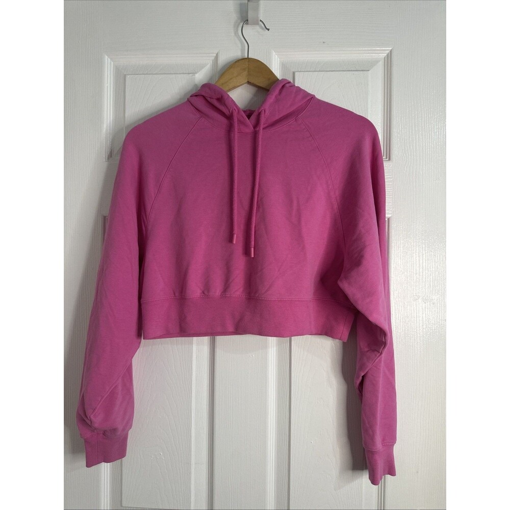 Alo Hoodie Womens Small S Pink Gym Yoga Knit Pullover Cropped Double Take Hoodie